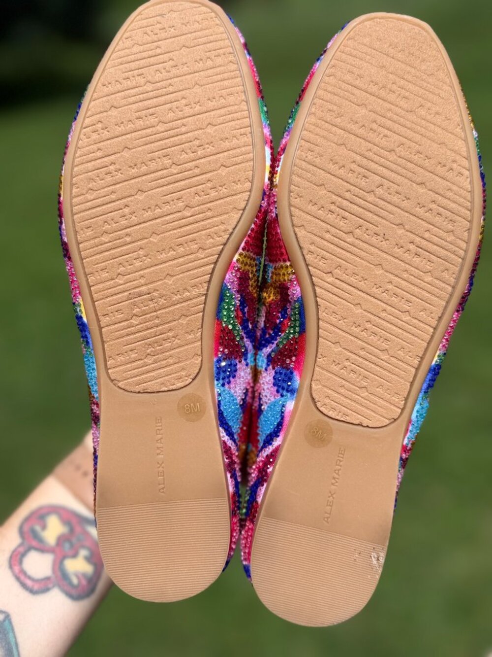 Alex Marie Rhinestone Ballet Flats 8M Rainbow Y2K Coquette Glam Chic 3802 - Picture 7 of 8
